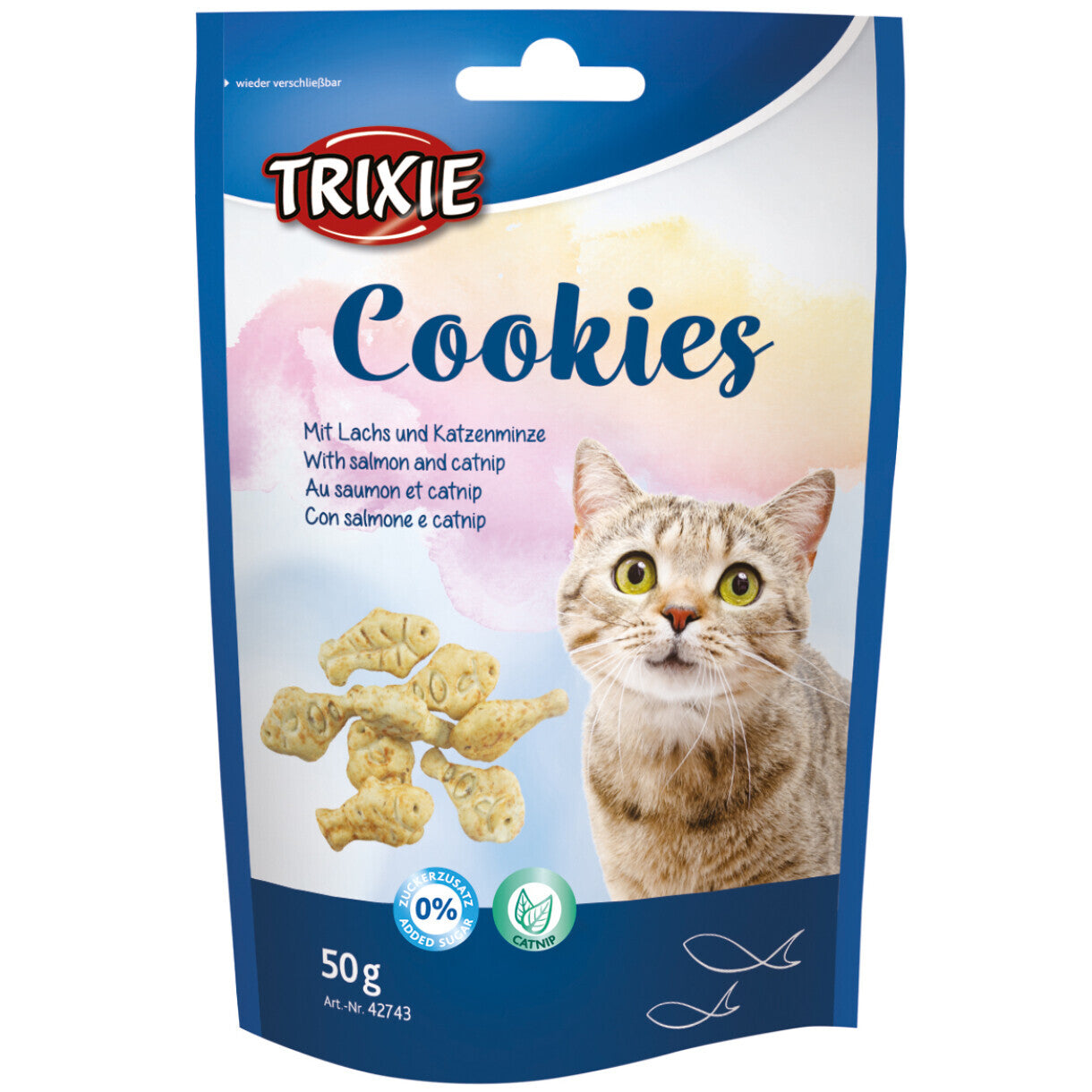 50 g Cookies med laks og catnip