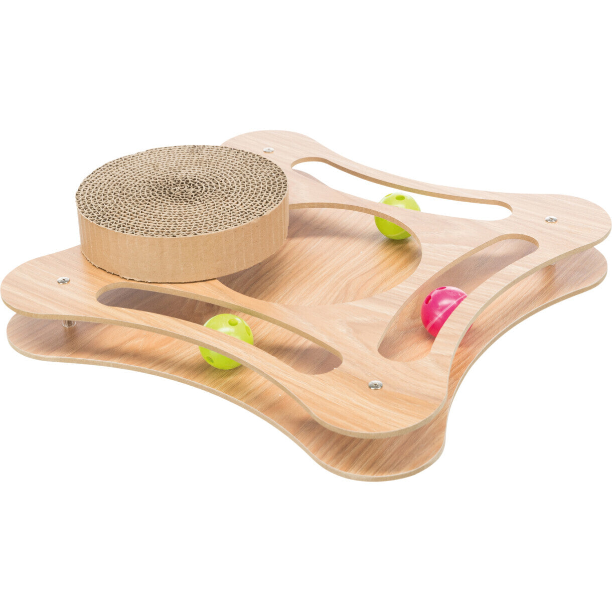 Trixie Kradsebræt i pap med legetøj og catnip i træ 35 x 4 x 35 cm