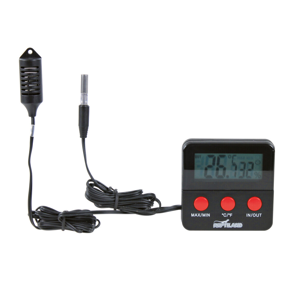 Trixie Digital Thermo og Hygrometer med eksterne følere til terrarie, 6x6 cm