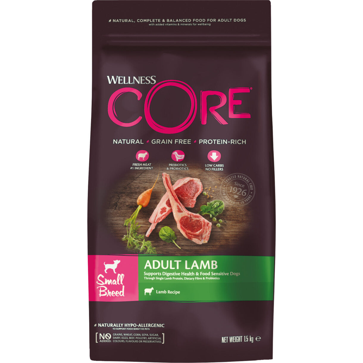 CORE hundefoder til alle hunde størrelser med lam - kornfrit