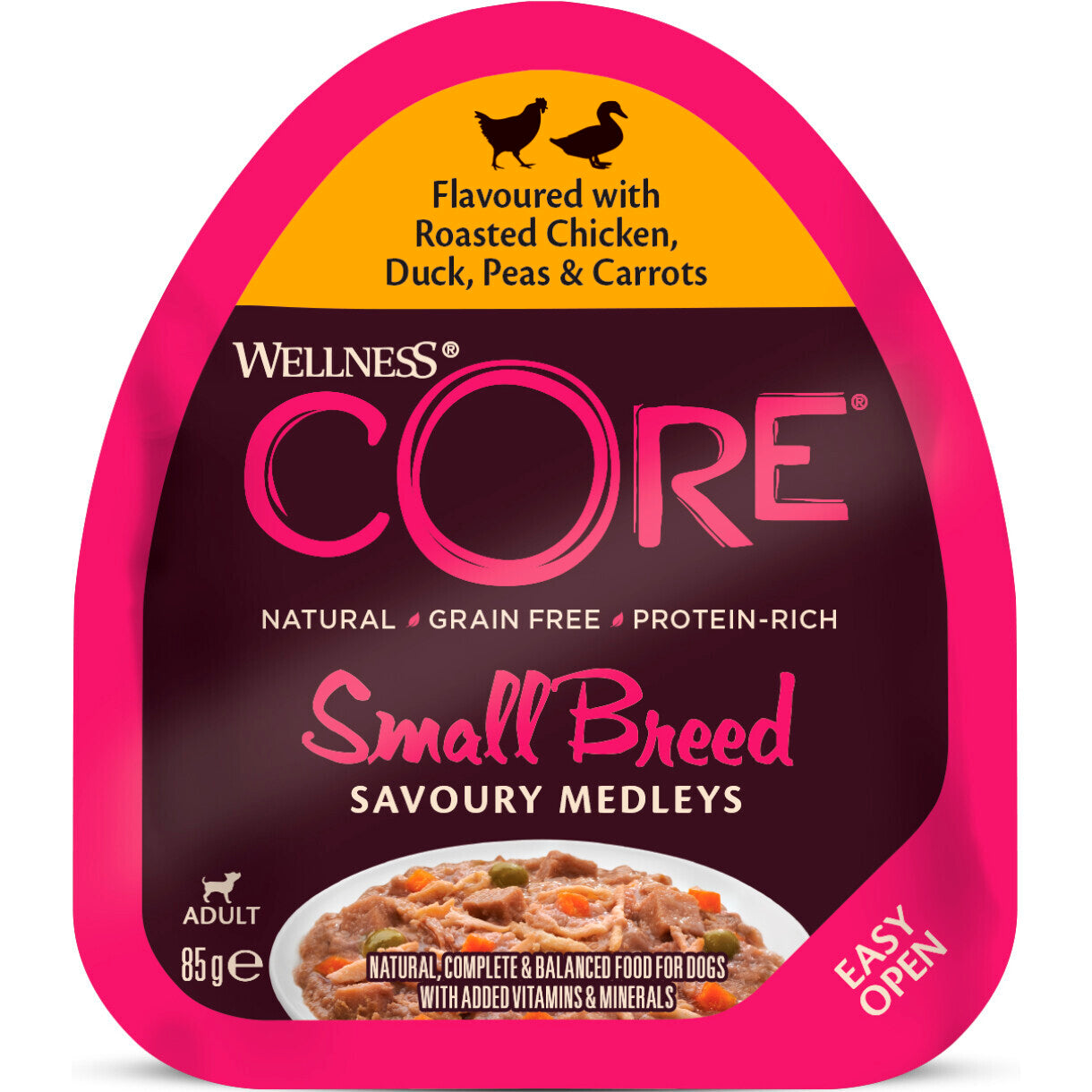 85 gr CORE hundevådfoder til mindre hunde med kylling - and og grønsager - kornfri