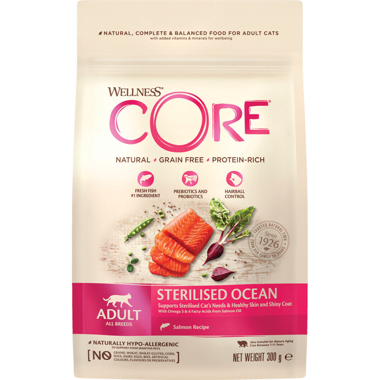 CORE kattefoder til voksne Steriliseret katte med laks og tun - kornfrit