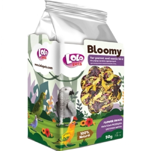 Lolo Bloomy snack med blomster mix til papegøjer og små eksotiske fugle 50 gr