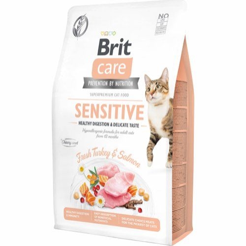 2 kg Brit kattefoder til voksne katte med sensitiv mave - kornfrit
