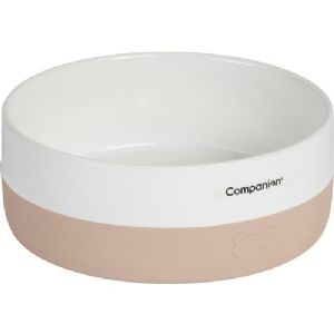 Companion foder og vandskål til hunde med silicone bund - beige 1 liter 